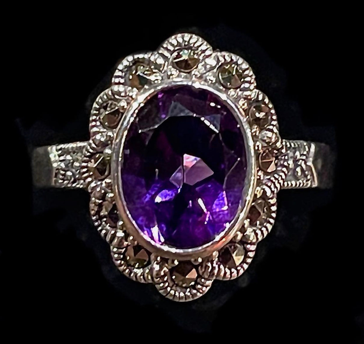 Vintage amethyst online engagement ring